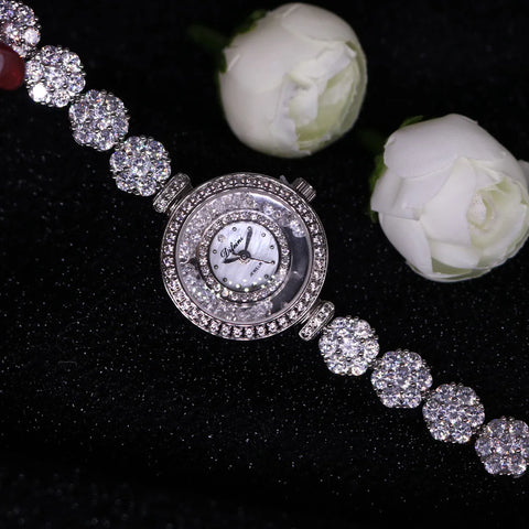 Women's Watch Japan Quartz Fashion Luxury Jewelry Crystal Hours Mother-of-pearl Wedding Bracelet Girl Gift Royal Crown Box