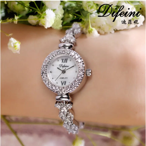 Women's Watch Japan Quartz Fashion Luxury Jewelry Crystal Hours Mother-of-pearl Wedding Bracelet Girl Gift Royal Crown Box