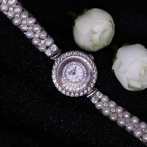Women's Watch Japan Quartz Fashion Luxury Jewelry Crystal Hours Mother-of-pearl Wedding Bracelet Girl Gift Royal Crown Box