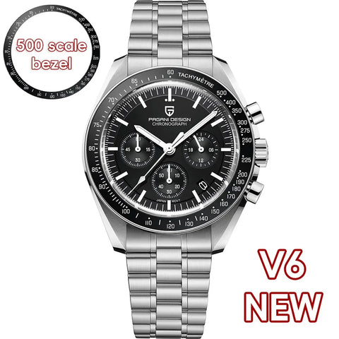 PAGANI DESIGN 2025 New Watch Luxury Moon Retro Quartz Watches For Men Stainless steel Luminous waterproof Sport Chronograph Man