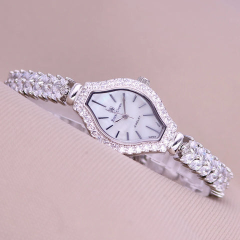 Women's Watch Japan Quartz Fashion Luxury Jewelry Crystal Hours Mother-of-pearl Wedding Bracelet Girl Gift Royal Crown Box