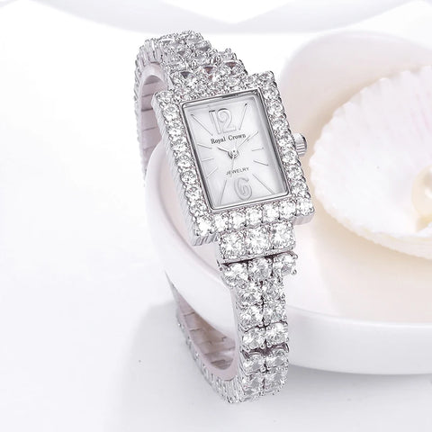 Women's Watch Japan Quartz Fashion Luxury Jewelry Crystal Hours Mother-of-pearl Wedding Bracelet Girl Gift Royal Crown Box