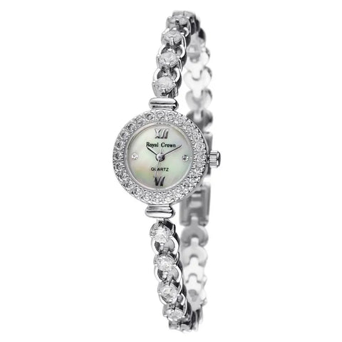 Women's Watch Japan Quartz Fashion Luxury Jewelry Crystal Hours Mother-of-pearl Wedding Bracelet Girl Gift Royal Crown Box