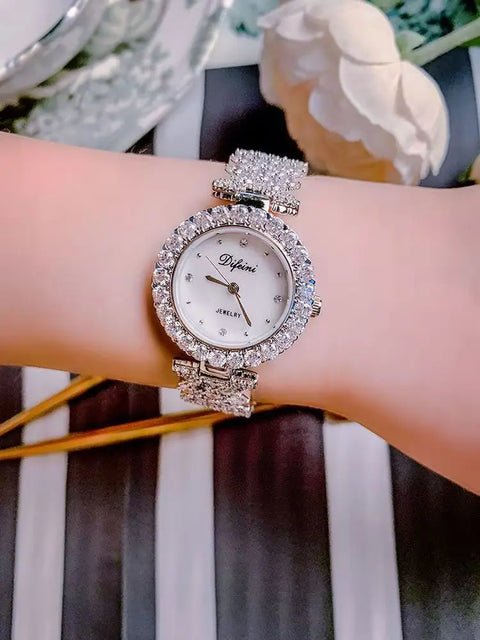 Women's Watch Japan Quartz Fashion Luxury Jewelry Crystal Hours Mother-of-pearl Wedding Bracelet Girl Gift Royal Crown Box