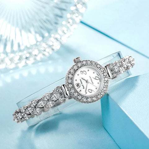 Women's Watch Japan Quartz Fashion Luxury Jewelry Crystal Hours Mother-of-pearl Wedding Bracelet Girl Gift Royal Crown Box