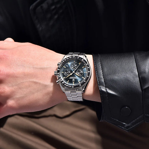 PAGANI DESIGN 2025 New Watch Luxury Moon Retro Quartz Watches For Men Stainless steel Luminous waterproof Sport Chronograph Man