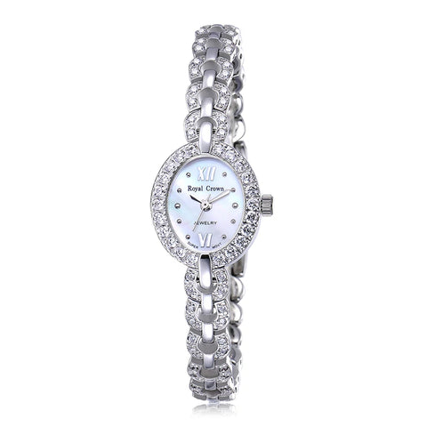 Women's Watch Japan Quartz Fashion Luxury Jewelry Crystal Hours Mother-of-pearl Wedding Bracelet Girl Gift Royal Crown Box