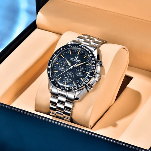PAGANI DESIGN 2025 New Watch Luxury Moon Retro Quartz Watches For Men Stainless steel Luminous waterproof Sport Chronograph Man