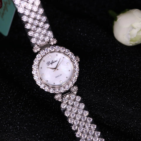 Women's Watch Japan Quartz Fashion Luxury Jewelry Crystal Hours Mother-of-pearl Wedding Bracelet Girl Gift Royal Crown Box