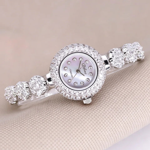Women's Watch Japan Quartz Fashion Luxury Jewelry Crystal Hours Mother-of-pearl Wedding Bracelet Girl Gift Royal Crown Box
