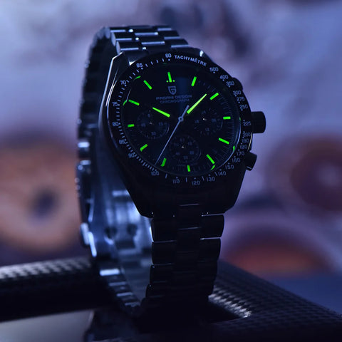 PAGANI DESIGN 2025 New Watch Luxury Moon Retro Quartz Watches For Men Stainless steel Luminous waterproof Sport Chronograph Man