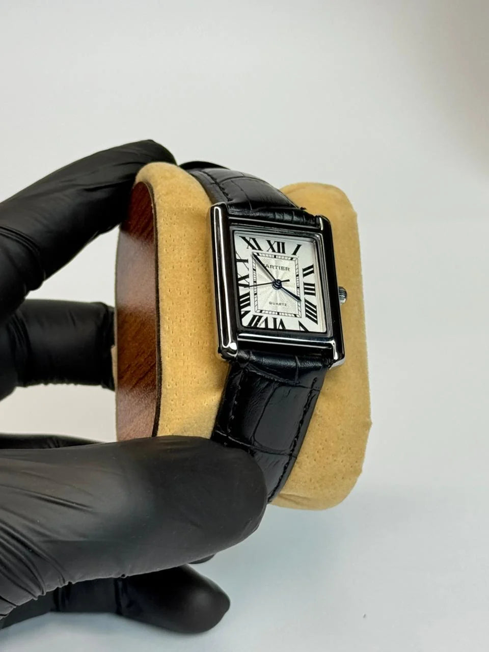 Cartier Tank black with white dial