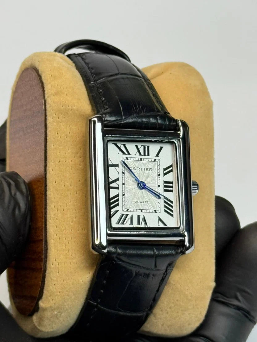 Cartier Tank black with white dial